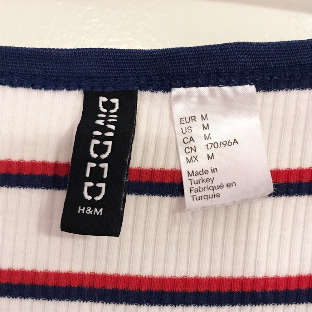 Divided Red Blue and White Ribbed Tee - Picture 3 of 3